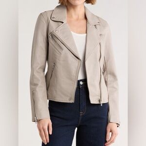 Women's Light Tan Faux Leather Jacket